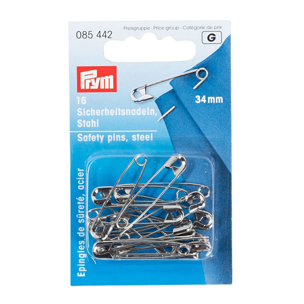 Булавки английские, сталь 1 серебр.цв. 34 мм, Prym