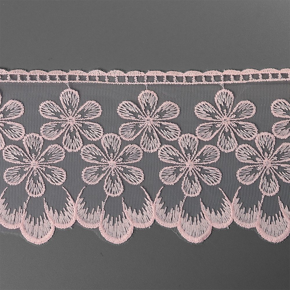 Кружево на сетке широкое диз.BL.40468 130мм цв.R1815 розовый уп.13.71 м, Kruzhevo