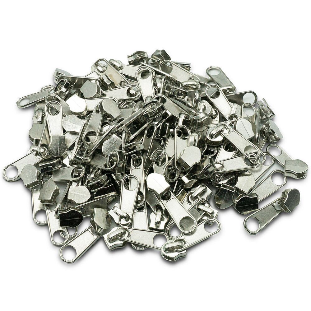 Слайдер (замок) для молнии спираль Т7 (7 мм), без фиксатора, никель, 0294-0001, 100 шт