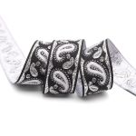 Лента (тесьма) жаккардовая 22.0 мм / 10±0.5 метров, Пейсли, 22807 черный/серебро