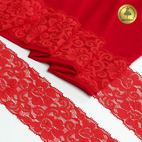 Кружево эластичное (стрейч) 65 мм, L840, цв.SD163 красный уп.25м, Kruzhevo