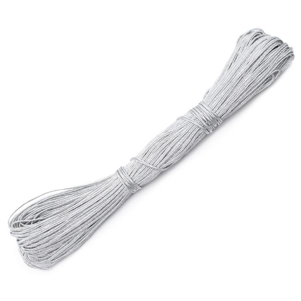 Шнур металлизированный сутаж ⌀2.0 мм / 20 метров, серебро