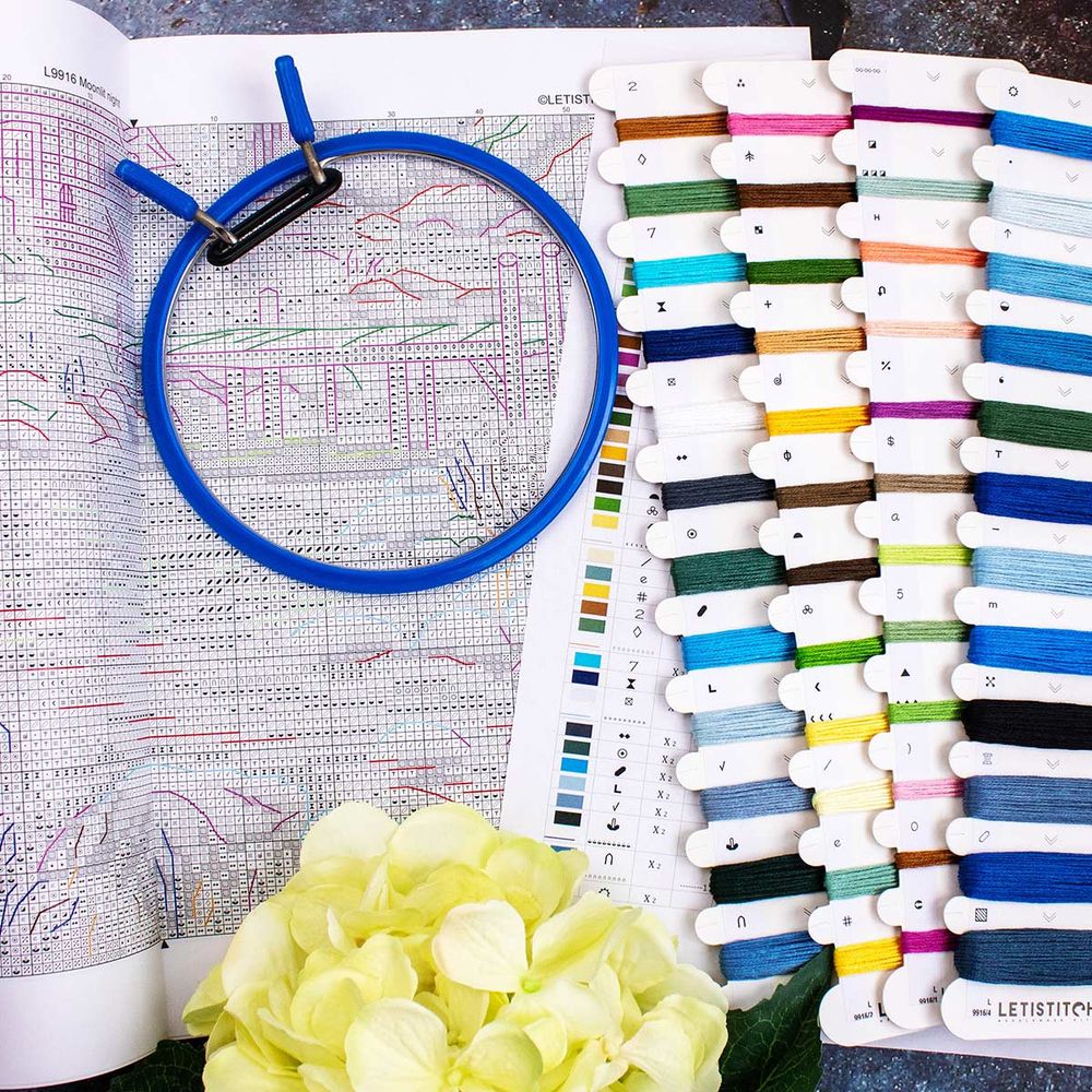 Набор для вышивания нитками LetiStitch L9916, Лунная ночь 19х29см