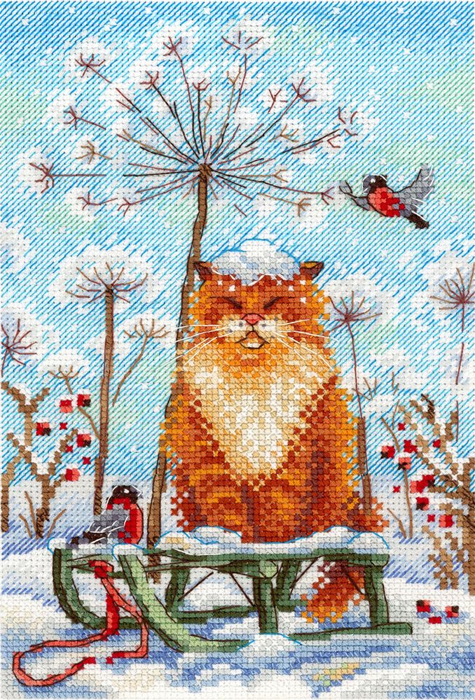 Набор для вышивания нитками МП Студия, Снежная шапка 15х22 см