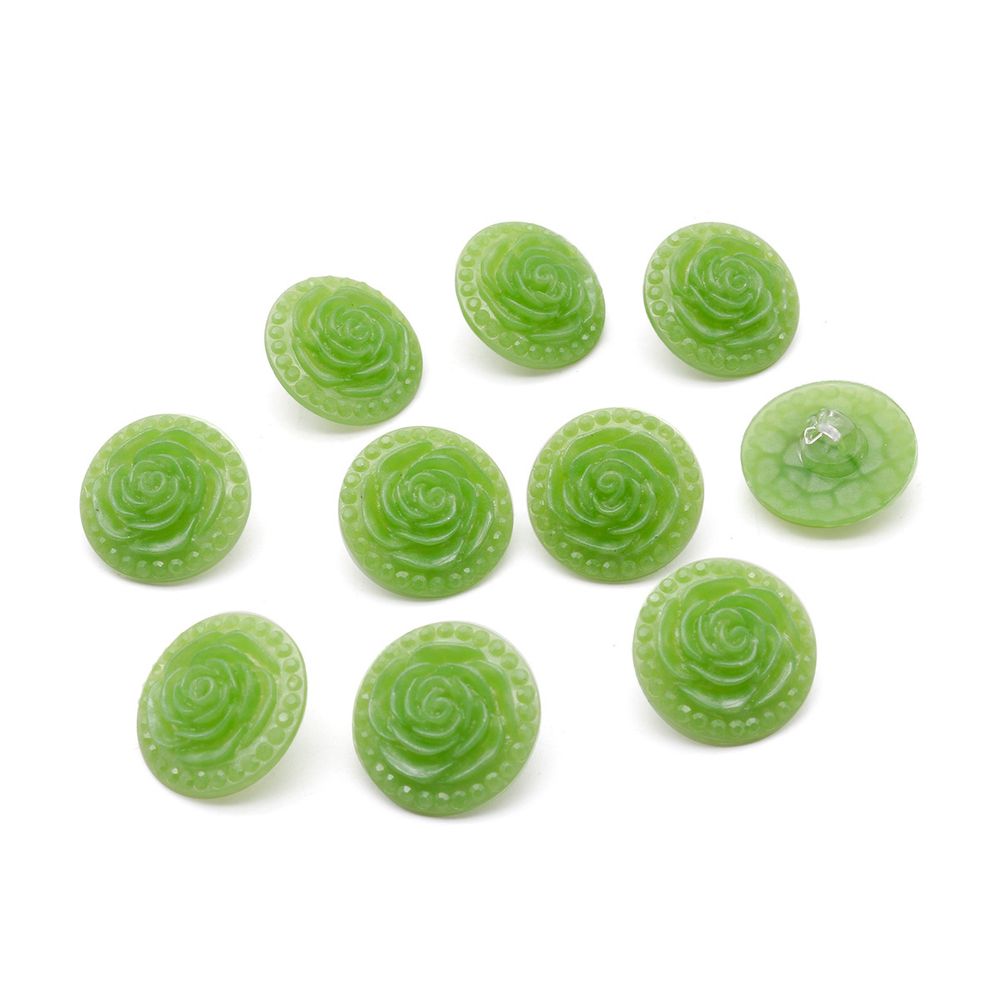 Пуговицы на ножке Розочки, 10 шт (29 зеленый)