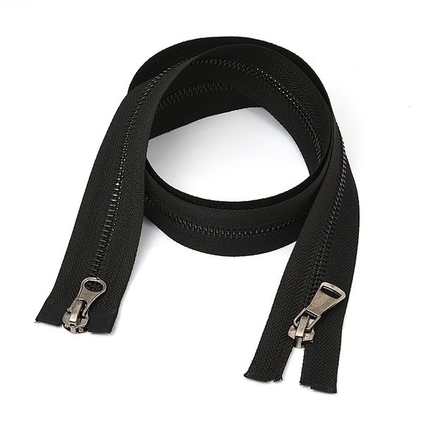 Молния металл Т5 (5 мм), 2 зам., разъем., 80 см, черный никель шлиф.звено, цв.F322 черный уп.50 шт, Mzipp