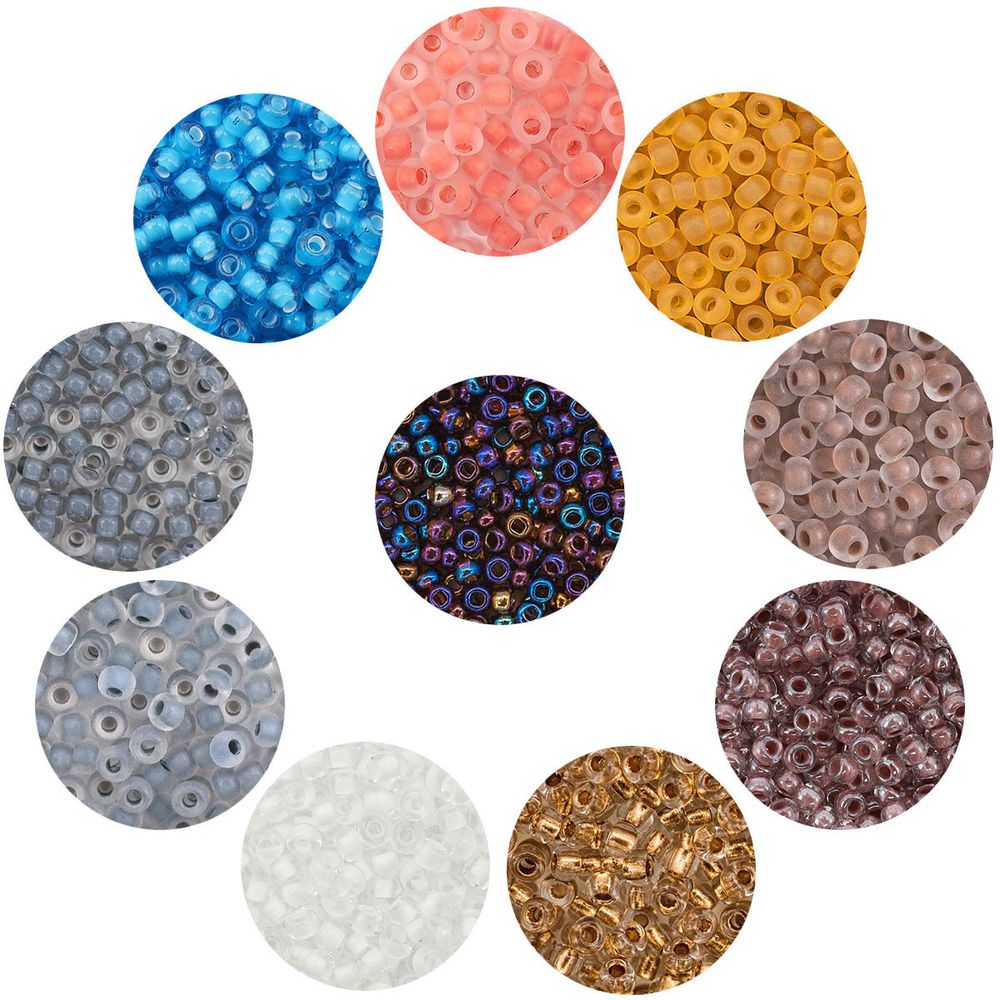 Набор бисера Preciosa 08, 10 цветов по 5 гр, № 10/0 (2.3 мм), диаметр 2,3 мм, 50 гр