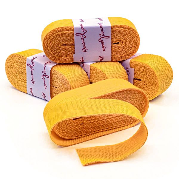 Стропа (ременная лента) 25 мм / 5х2.5 метра, толщ. 1.0 мм, [15.1 г/пог.м], 100% п/п, 2 желтый