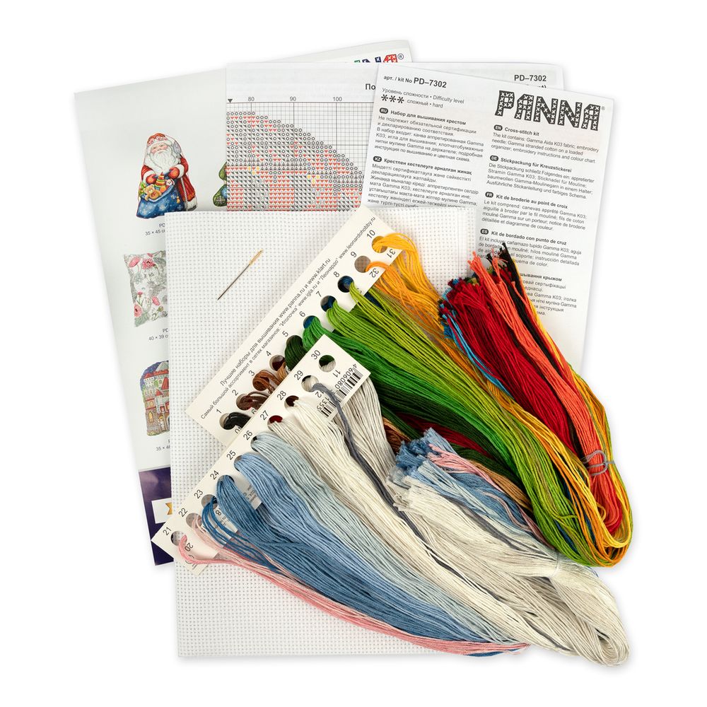 Набор для вышивания нитками Panna, подушка Снеговик, 34х45,5 см