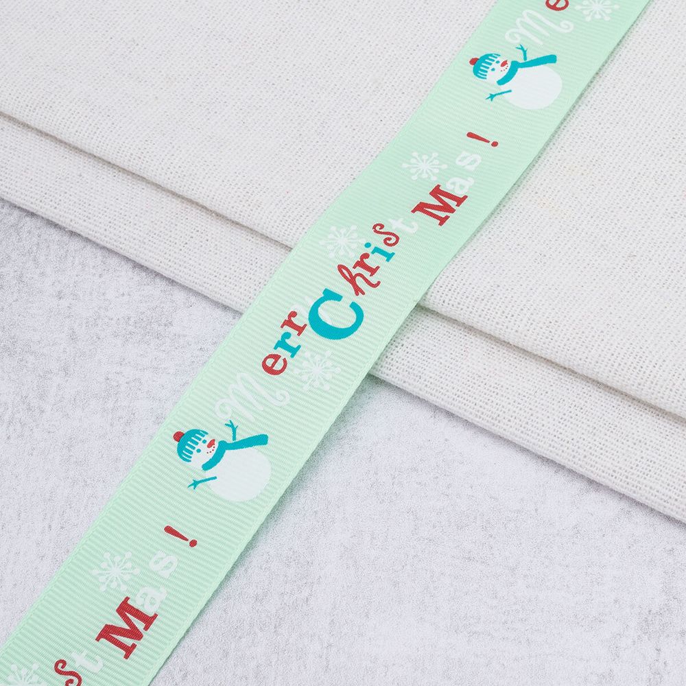 Лента репсовая (в рубчик) с рисунком 25.0 мм / 45.72 метра, НГ 2534, цв. св. бирюза, 24455