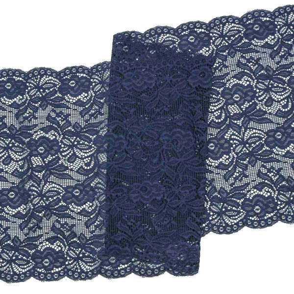 Кружево бельевое эластичное 300 мм / 3.4 метра, цвет темно-синий