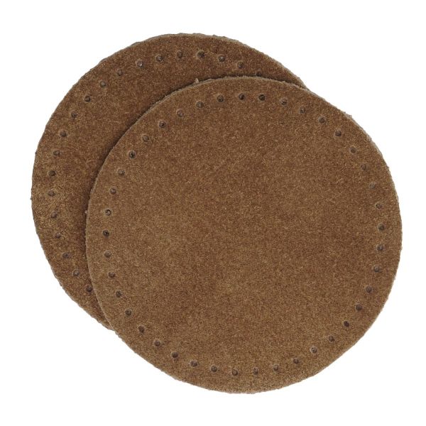 Заплатки пришивные из замши, круг ⌀6см с перфорацией, 2 шт, 100% кожа, 32 кэмел, 59111