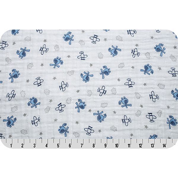 Ткань для пэчворка Peppy Embrace (марлевка), отрез 100х125 см, 120 г/м², sky captain sky, Shannon Fabrics