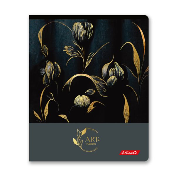 Тетрадь ученическая общая, матовая ламинация + тиснение золотой фольгой, A5+ 48 л. на скобе 65 г/м², белизна 100%, 10 шт, клетка в термоусадочной пленке, 000737 Золотой цветок, Светоч 48ТЕТк-008