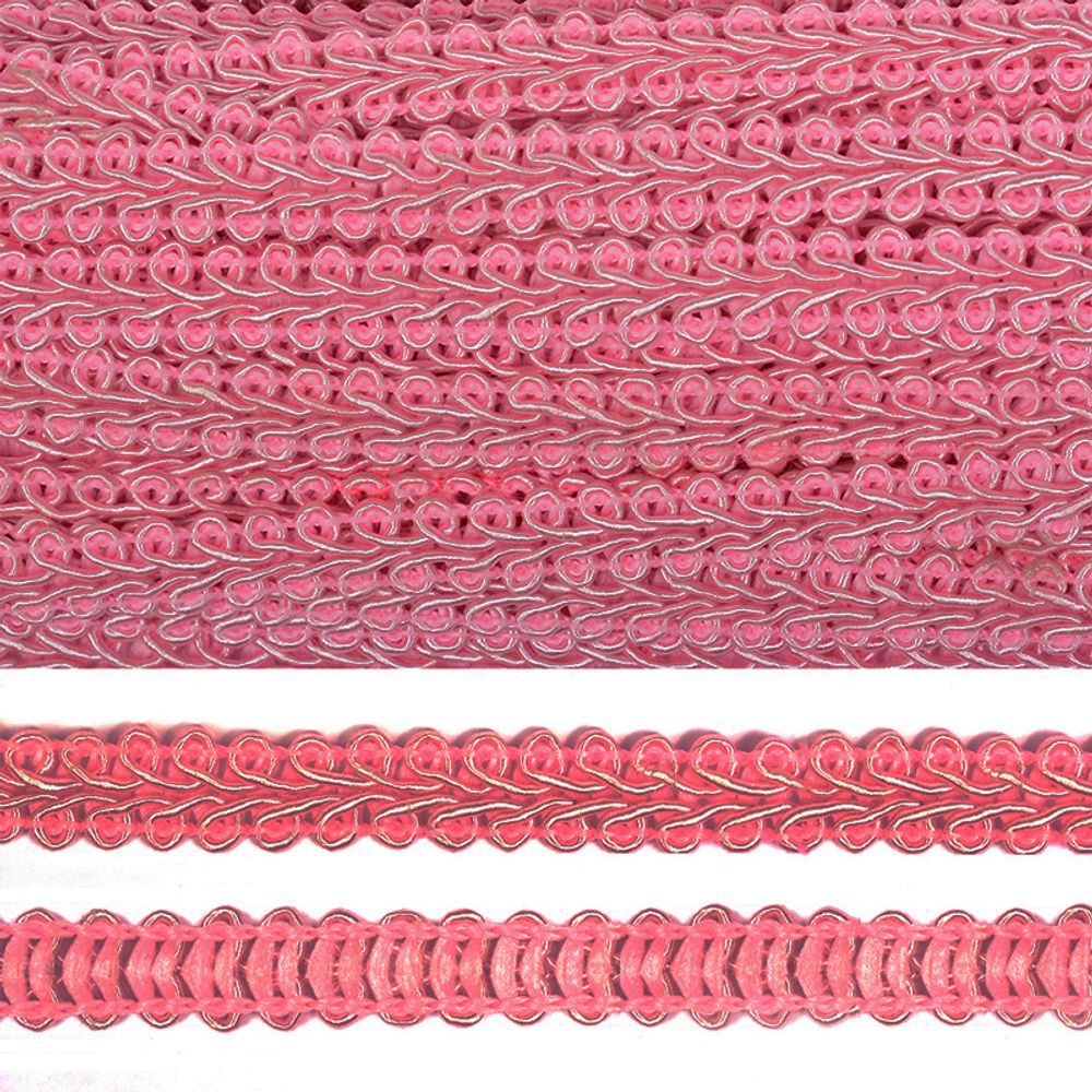 Тесьма в стиле шанель плетеная 8 мм 0384-0016 190 малиновый уп. 18.28м