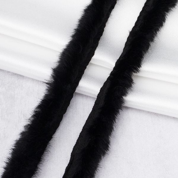 Кант декоративный меховой 15 мм / 50 метров, 01 черный, 3Al235