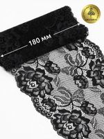 Кружево бельевое эластичное 180 мм / 3 м, TBY.L838, цв.03 черный, Kruzhevo