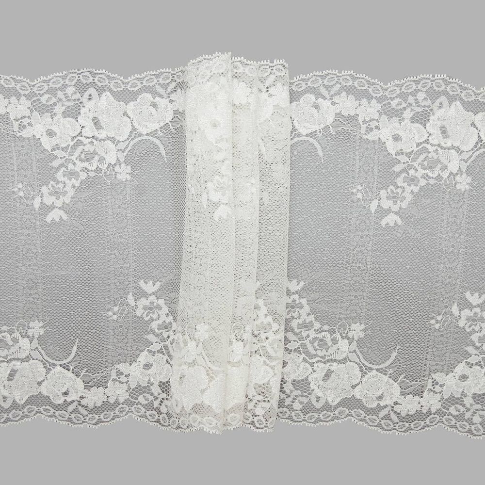 Кружево бельевое эластичное 215 мм / 10 м, белый