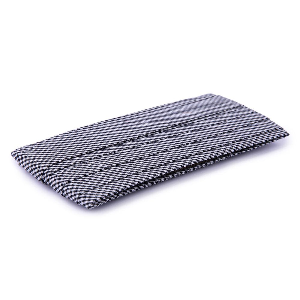 Косая бейка хлопковая 20 мм / 5 шт по 5.4 метра, №113C черный/клетка, Gamma GBF-20