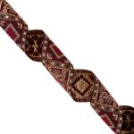 Лента (тесьма) жаккардовая 50.0 мм / 10±0.5 метров, черный/бордовый, Gamma TRJ-119(46)