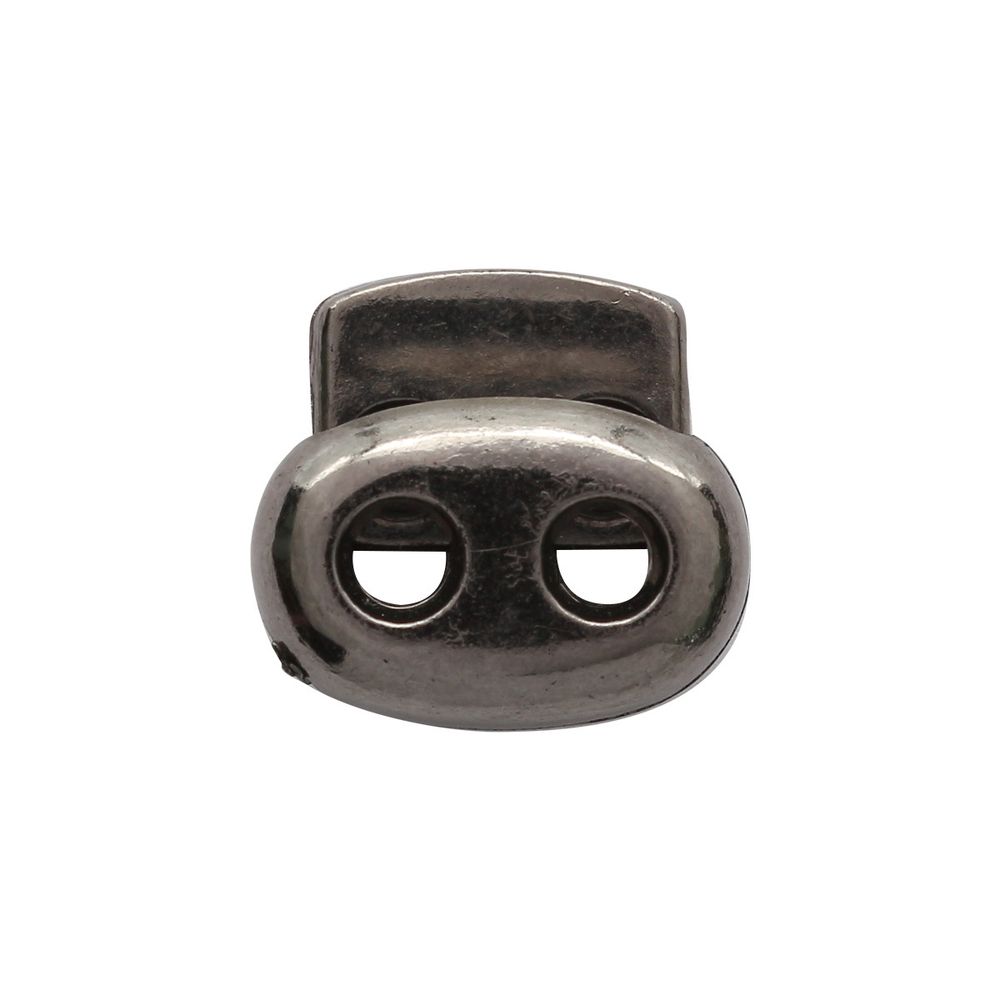 Фиксатор (зажим) для шнура пластик 2 отв., 15х17 мм, плоский, под металл, черный никель, 100 шт