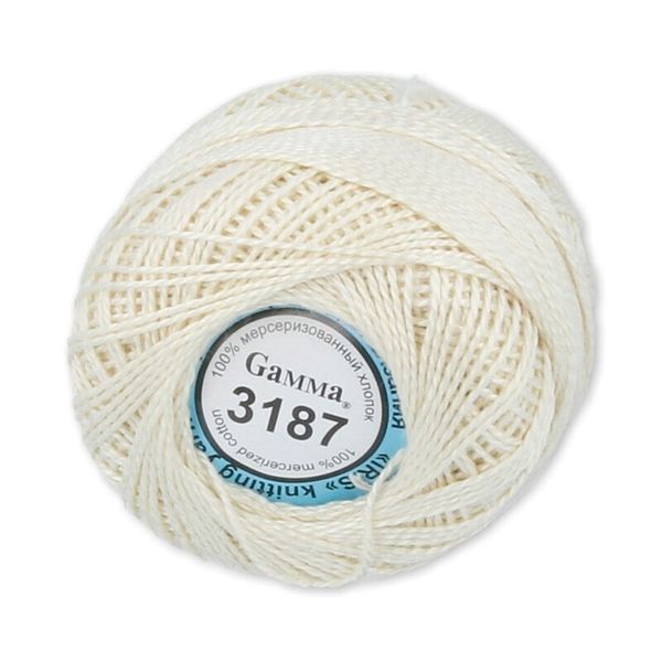 Пряжа нитки Ирис / уп.10 мот. по 10г, 82м, 3187 молочный, Gamma