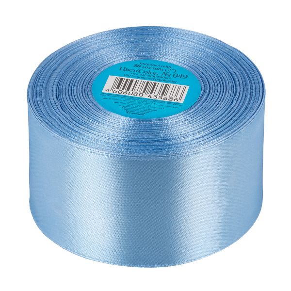 Лента атласная 1-сторонняя 50.0 мм / 33±2 метра, 049 голубой, Gamma