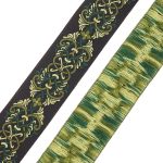 Лента (тесьма) жаккардовая 35.0 мм / 10±0.5 метров, Дамаск (V4 черный/зеленый), 35976