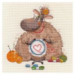 Набор для вышивания нитками Овен 1466, Овечка Глаша 16х17 см