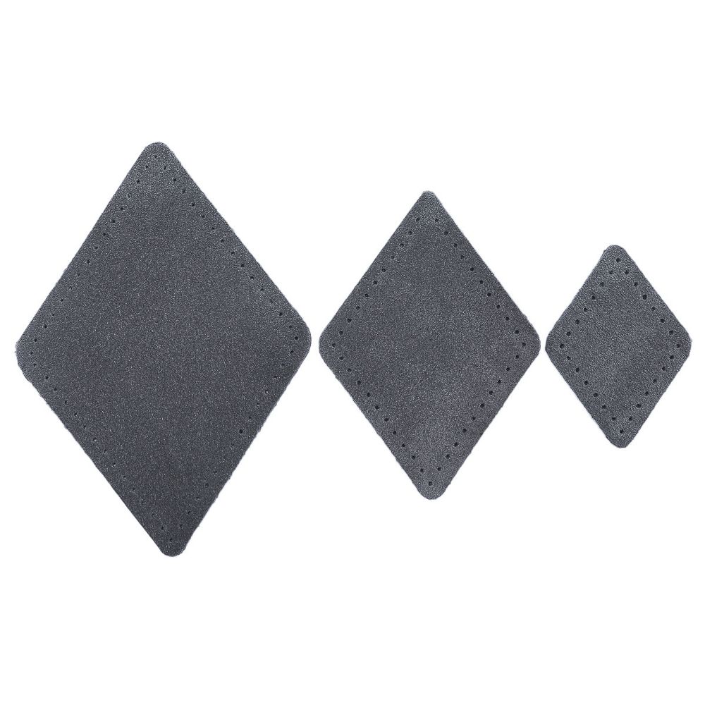 Набор заплаток пришивных из замши, ромб 4х5,6см, 6х8,4см, 8х11,2см, с перфорацией, 3 шт (26 серый), 59405