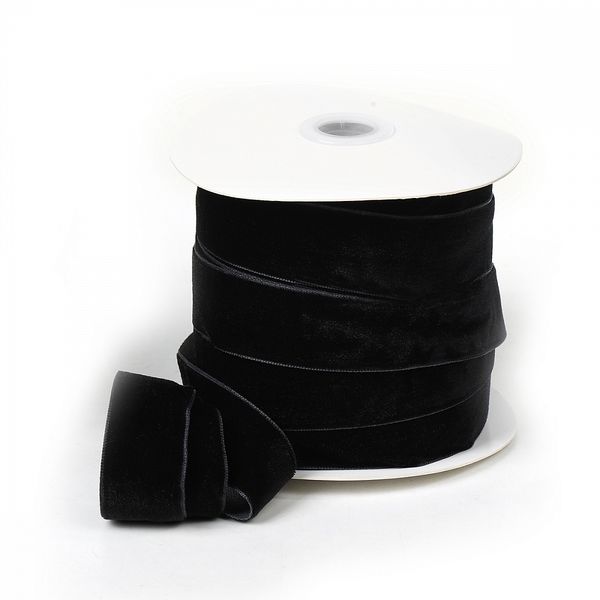 Лента бархатная (тесьма) 25.0 мм / 22.86±1 метров, арт.25VR03 нейлон цв.черный