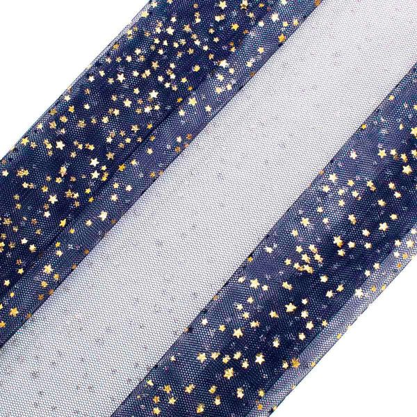 Фатин со звездочками 50х50см, т.синий, AR1371