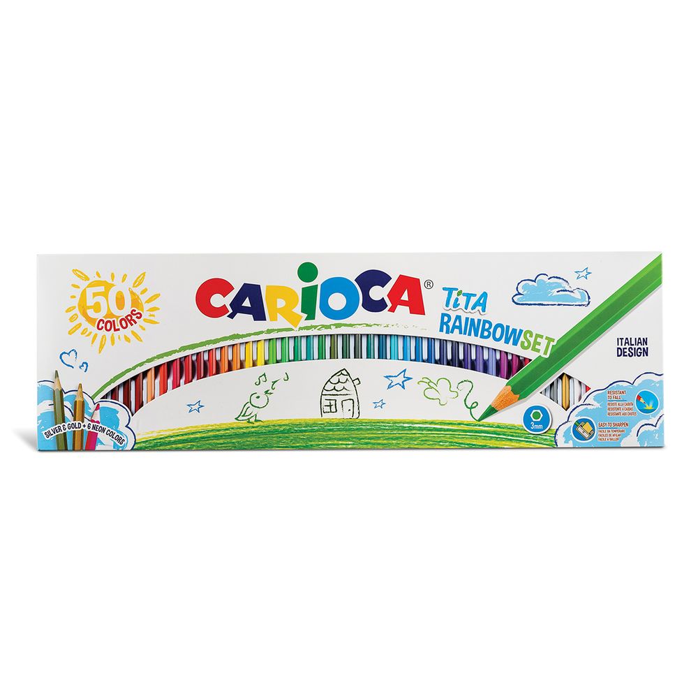 Карандаш цветной пластиковый заточенный 50 цв, Carioca 42990