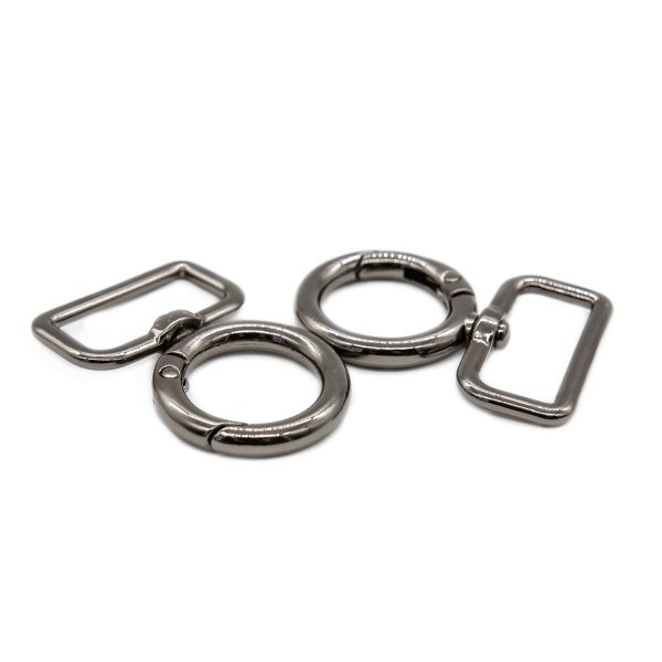 Карабин металл 25.0 мм, черный никель, 4 шт