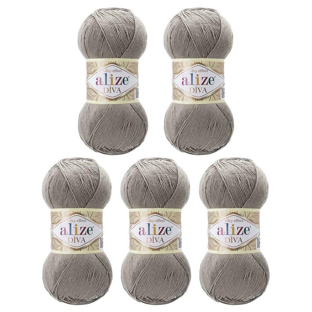 Пряжа Alize (Ализе) Diva / уп.5 мот. по 100 г, 350м, 283 серо-бежевый