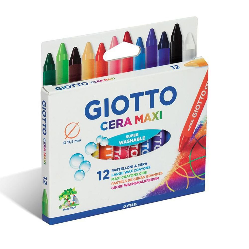 Карандаш цветной восковой утолщенные заточенный 12 цв, Giotto F291200