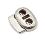 Фиксатор (зажим) для шнура пластик 2 отв., ⌀5.0 мм, 23х20 мм, плоский, под металл (никель), 200 шт