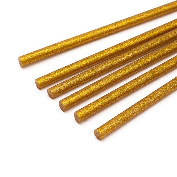 Клеевые стержни для клеевого пистолета ⌀5 мм / 20 см, золото с глиттером, 6 шт