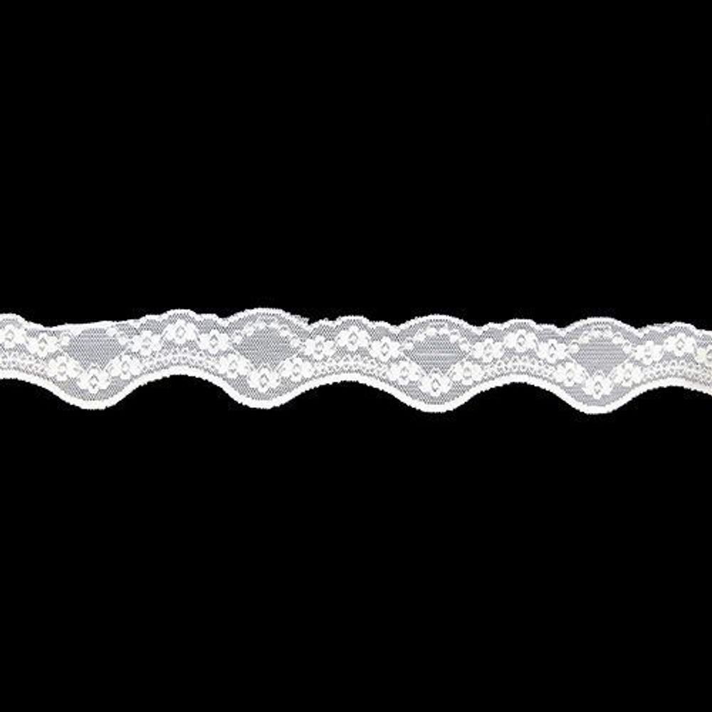 Кружево стрейч (эластичное) 40 мм, белый, 15 м