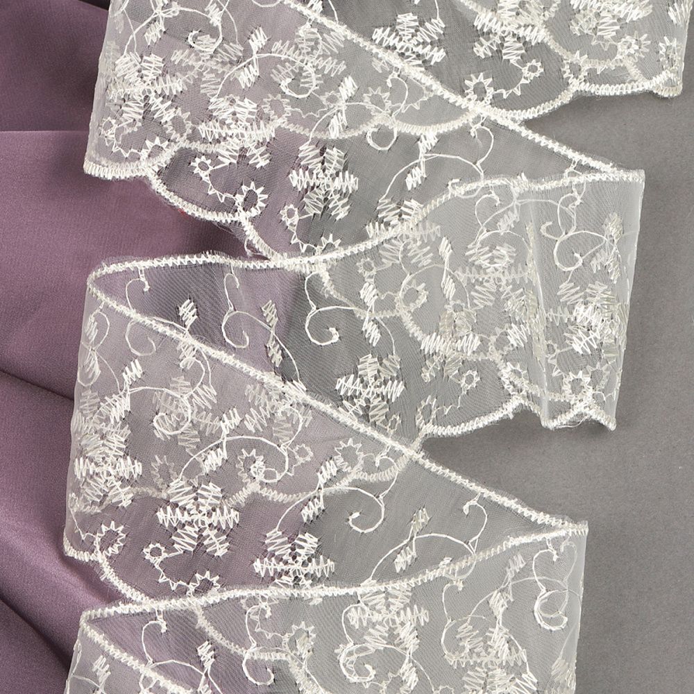 Кружево капроновое 65 мм / 13.7 м, 30011 цв.002 бл.желтый, Kruzhevo