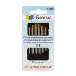 Иглы ручные для вышивания №3-9, 16 шт, Gamma N-312