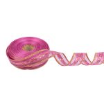 Лента металлизированная Подарочная 25±2 мм / 25±0.5 метров, сиреневый-под золото, Blitz