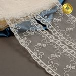 Кружево на сетке широкое 120 мм, цв.W0115 молочный, уп.13.7м, Kruzhevo