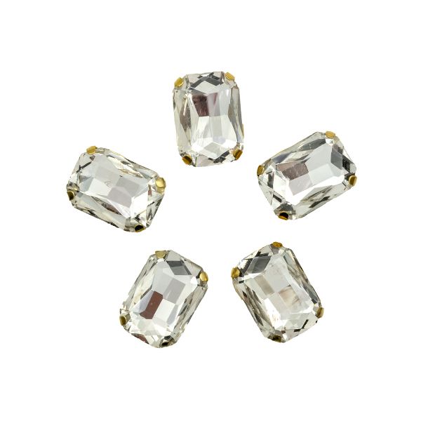 Хрустальные стразы в цапах прямоугольные (золото) белый 10х14мм, 5 штук Astra&Craft, ПЦ001НН1014