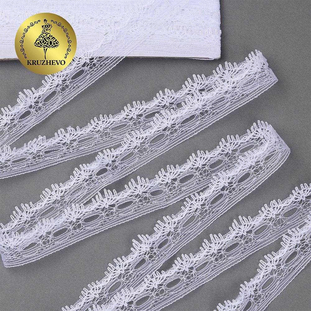 Кружево отделочное в стиле "трикотаж" 20 мм, диз. 1675 цв.01 белый, уп.9.14м Кружево отделочное в стиле "трикотаж" 20 мм, диз. 1675 цв.01 белый, уп.9.14м