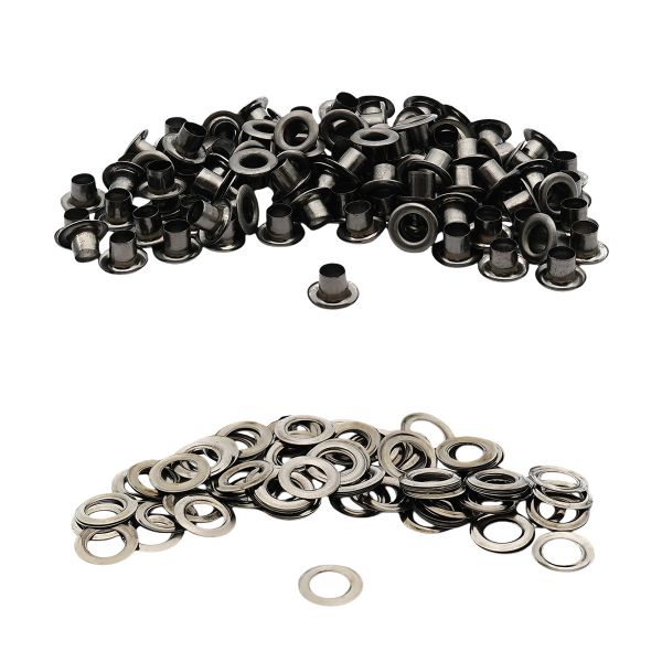 Люверсы металл ⌀_4.87 мм (внутр.), h5.66 мм (внутр.), вн. ⌀9.9 мм (внутр.), №3, сталь, чер.никель, 100 шт, New Star