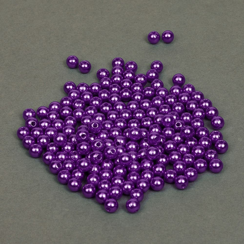 Бусины пластик (перламутр) ⌀6 мм, цв.133 фиолетовый, уп.50г (483 шт), Magic4Hobby