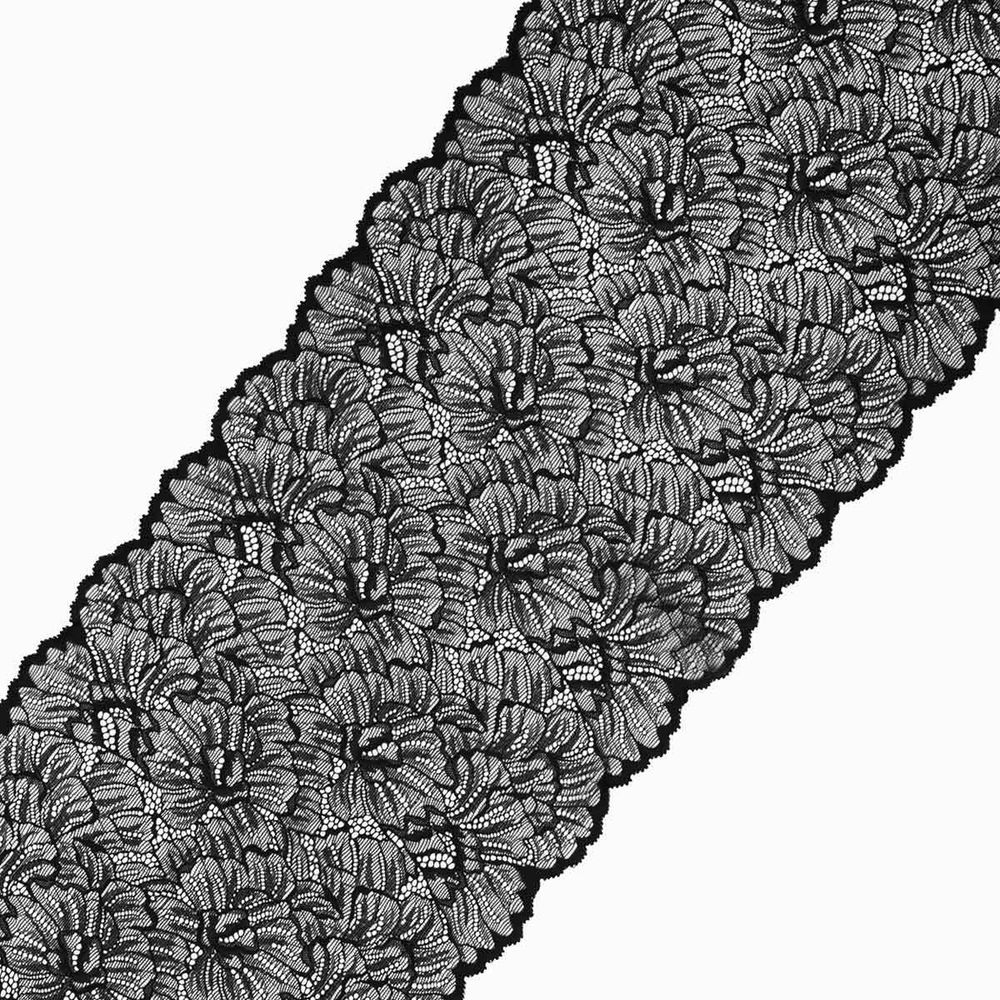 Кружево бельевое эластичное 240 мм / 13.72 м, цв. C580 черный