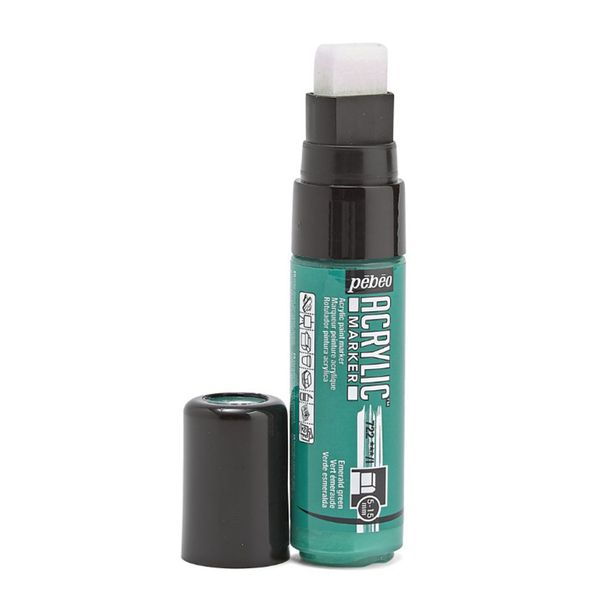 Маркер акриловый Acrylic Marker 5-15 мм, перо плоское 3 шт, изумрудно-зеленый, Pebeo, 201722