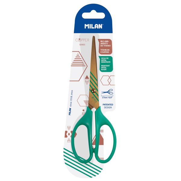 Ножницы универсальные 17 см, бирюзовые, Milan BWM10425CPGR